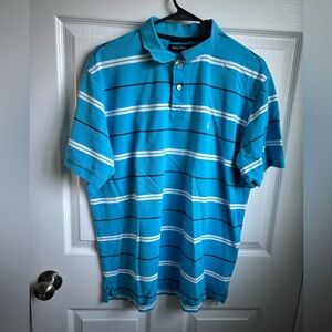 Nautica Men's Aqua and White Striped Polo